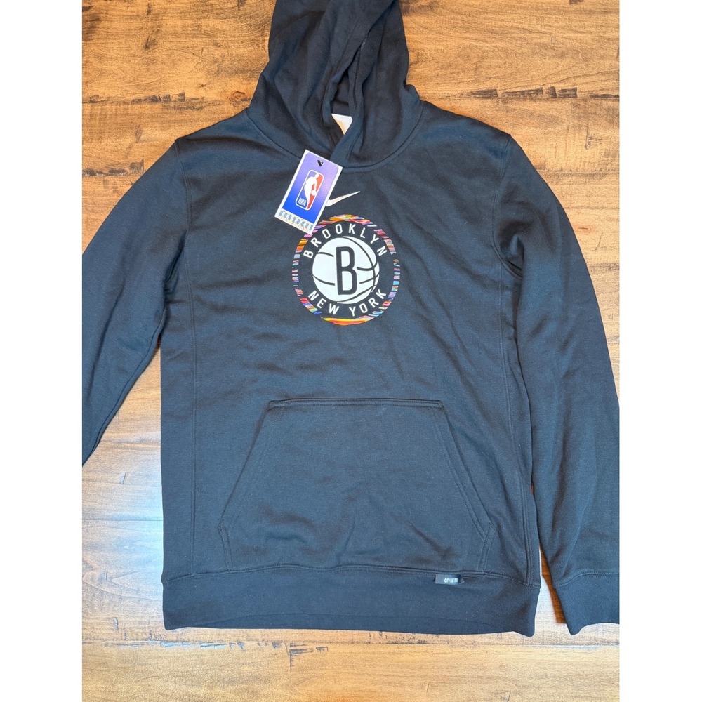 Nike NBA Brooklyn Nets City Edition Black Hoodie XL Kids 18/20  New
